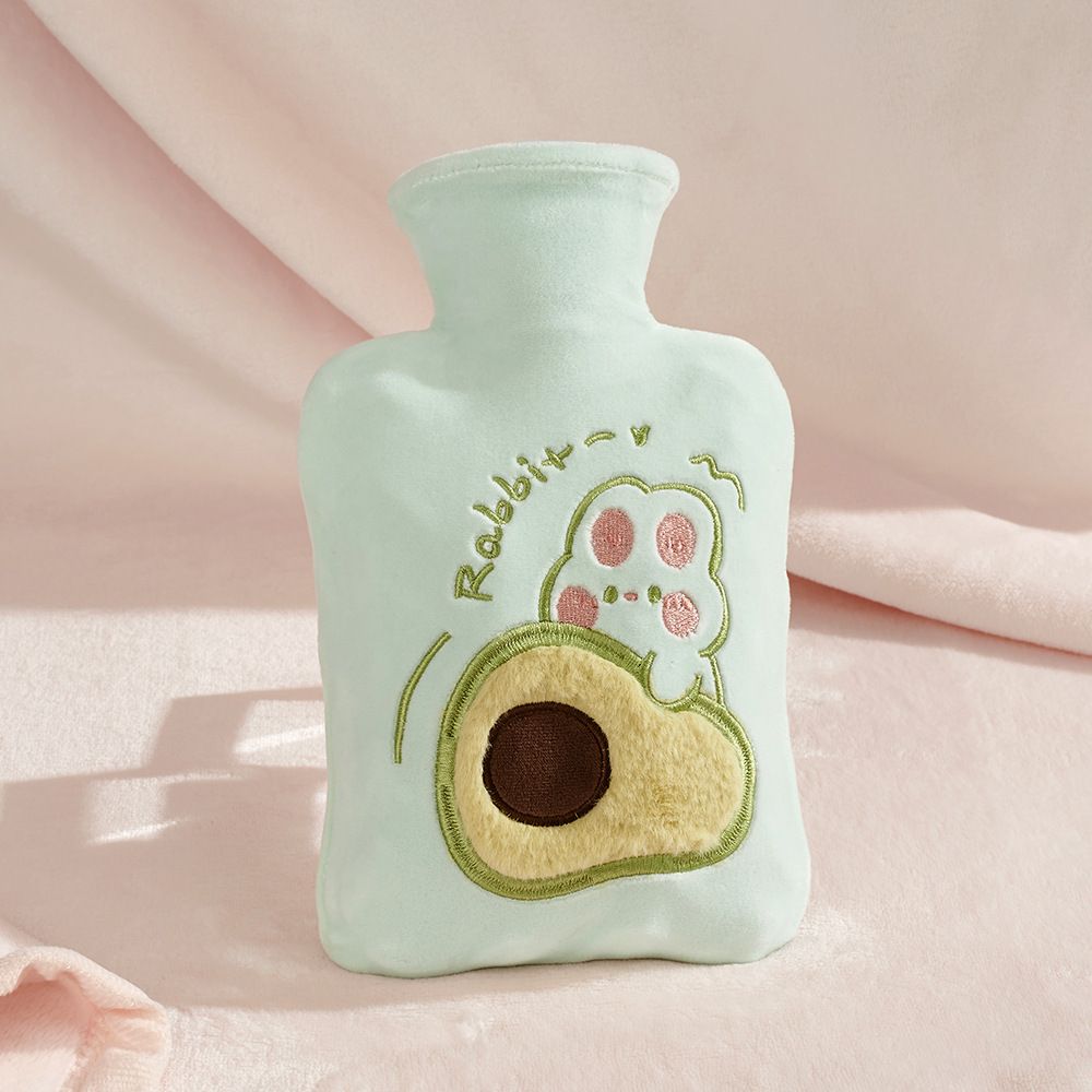1 PC 1000ML Fillable Hot Water Bottle, removable fleece cover, no shedding. High-quality odorless PVC inner bladder, inner color random.（Green avocado）