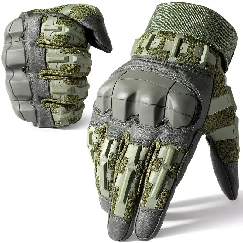Full-Finger Multi-Functional Tactical Gloves, TPU Exoskeleton Impact Protection, Five-Finger Touchscreen Precision Control, Anti-Slip Wear-Resistant Palm, Essential for Outdoor Riding and Tactical Training./GREEN .L code