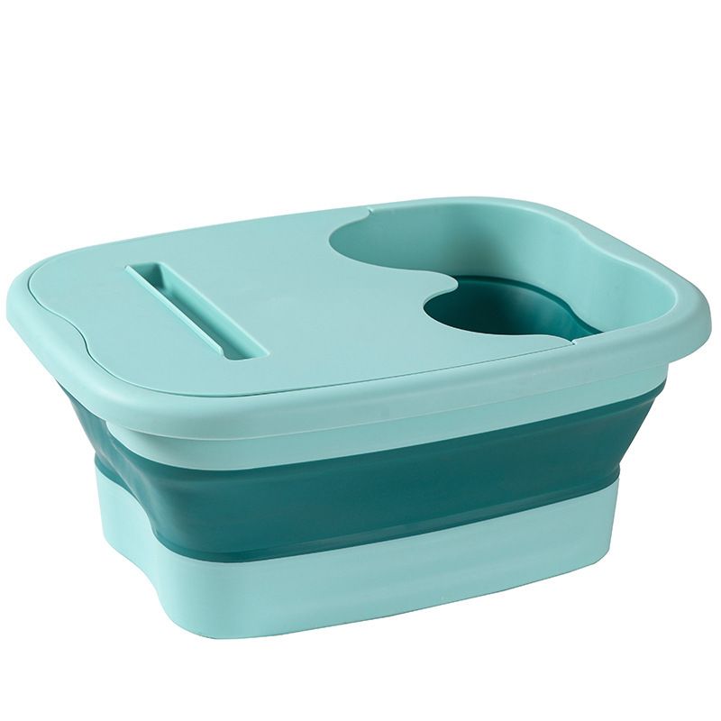 Foldable Foot Soak Tub: TPE Collapsible Deep Tub with Lid for Heat Retention, Foot Massage, Essential for Home Wellness and Relaxation.GREEN