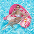 Adult Pool Floating Bed with Canopy: Upgraded Large Space, Adjustable Shade, Ergonomic Headrest, Dual Cup Holders, Portable and Comfortable。PINK