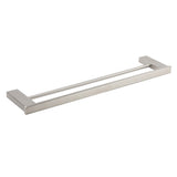Brushed Nickel Square Towel Rail Rack 600mm Double Hanger Holder Bar Bathroom
