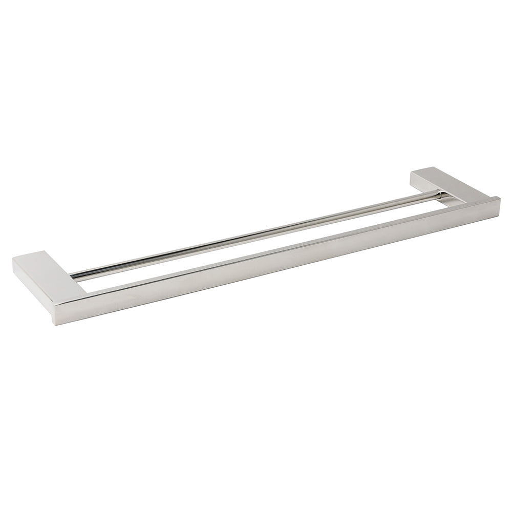 Bathroom Polish Chrome Square Towel Rail Rack 600mm Double Hanger Holder Bar