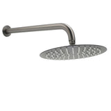 WELS Gun Metal Round 10" Rain Shower Head 400mm Straight Wall Mounted Arm Bath Set