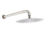 WELS Brushed Nickel Round 10" Rain Shower Head Straight Wall Mount Arm Mixer Set