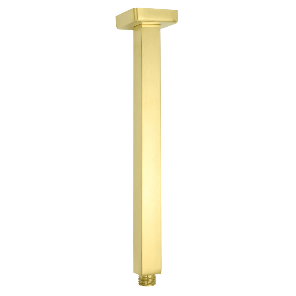 Brushed Gold Square 30cm Shower Bath Component Brass Ceiling Extension Dropper Arm