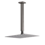 Gun Metal Square 10" Rainfall Shower Head 300mm Ceiling Dropper Arm Bath Set WELS