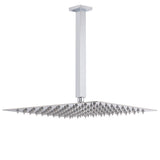 WELS 16" Rainfall Shower Head 300mm Ceiling Dropper Extension Arm Chrome Square Set