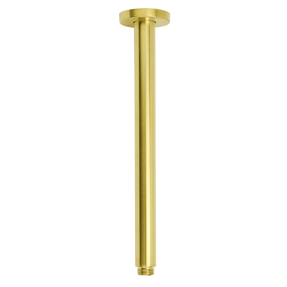 Brushed Gold Round 30cm Brass Shower Ceiling Extension Dropper Arm Bathroom Component