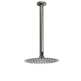WELS Gun Metal Round 8" SUS Rainfall Shower Head 300mm Ceiling Dropper Arm Set