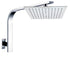 WELS 10" 7.5L/m Chrome Square Rain Shower Head Brass Gooseneck Wall Arm Set