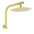 Brushed Gold Round 10 Inch Rain Shower Head Swivel Brass Gooseneck Wall Arm Set