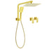 Brushed Gold Twin Shower 10" Rain Head Handheld Diverter Wall Arm Set Square Taps