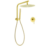Brushed Gold Round Large 12" Rain Shower Head Stainless Steel Spray Handheld Wall Arm Mixer Set