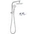 WELS Twin Shower 8" Round Chrome Head 3 Mode Handheld Rose Gooseneck Arm Taps Set