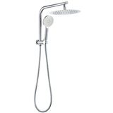 WELS 10" Rain Shower Head Handheld Sliding Rail DIY Twin Set Chrome Round