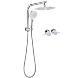 WELS Chrome Round 10" Rain Shower Head Handheld Sliding Rail DIY 2in1 Twin Taps Set
