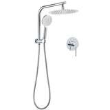 WELS Chrome Round 10" Rain Shower Head Handheld Sliding Rail DIY 2in1 Mixer Set