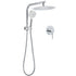 WELS Chrome Double Round Shower Head Set 12" Rainfall & 3 Mode Handheld Gooseneck Arm Mixer