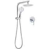 WELS Twin Shower Set 8" Rain Head 3 Modes Handheld Diverter Gooseneck Wall Arm + Mixer