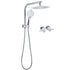 WELS Round Chrome 10" Dual Shower Head 3 Mode Handheld Gooseneck Wall Arm Twin Taps Set