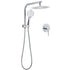 WELS Round Chrome 10" Twin Shower Head 3 Mode Handheld Gooseneck Wall Arm Mixer Set