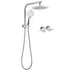 WELS Round 9" Twin Shower Head 3 Mode Handheld Gooseneck Wall Arm 2 in 1 Combo Taps Set