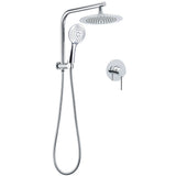 WELS Round 9" Twin Shower Head 3 Mode Handheld Gooseneck Wall Arm 2 in 1 Combo Mixer Set