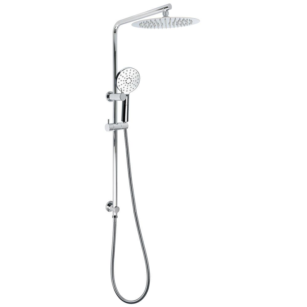 Twin Shower Set 10" Rainfall Head 3 Modes Handheld Rose Silde Rail Chrome Round