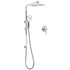 WELS Twin Shower Set 10" Rainfall Head 3 Modes Handheld Rose Silde Rail Chrome Round Mixer