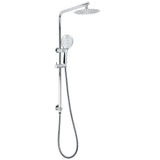 Chrome Double Square 8" Shower Head Set 3 Function Handheld Rail Diverter Arm