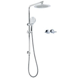 WELS Chrome 9" Plastic Rain Shower Head 3 Modes Handheld Rose Slide Rail Twin Taps