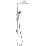 WELS Chrome Dual 8" Slim Rain Shower 5 Modes Rose Mixer Valve Sliding Rail Set