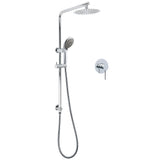 WELS Chrome Dual 8" Slim Rain Shower 5 Modes Rose Mixer Valve Sliding Rail Set + Mixer