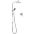 WELS Chrome Dual 8" Slim Rain Shower 5 Modes Rose Mixer Valve Sliding Rail Set + Mixer