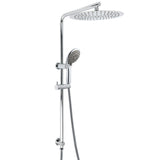Chrome Dual Shower 12" Slim Rain Head 5 Modes Handheld Sliding Rail Inbuilt Diverter