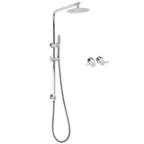 WELS Bathroom Round 8" Rain Shower Head Single Mode Brass Handheld Spray Rail Arm Set Twin Taps