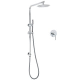 WELS Bathroom Round 8" Rain Shower Head Single Mode Brass Handheld Spray Rail Arm Set Mixer