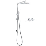 WELS 2 In 1 Shower Head Set Sliding Rail 3 Mode Handheld Arm 10" Round Chrome Taps