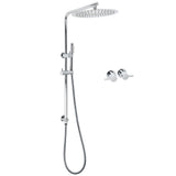 WELS 12" Rainfall + Brass Handheld Twin Shower Heads Rail Diverter Arm Round Taps Set