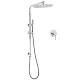 WELS 12" Rainfall + Brass Handheld Twin Shower Heads Rail Diverter Arm Round Mixer Set