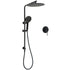 WELS Matt Black Dual Shower 12" Large Shower Rain Head + Handheld Silde Wall Rail Mixer Set