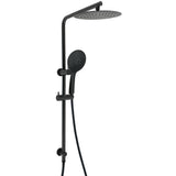 Matt Black Twin Shower Head 3 Modes Handheld 2in1 Wall Rail Arm Round 10 Inch
