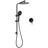 Matt Black Twin 10 Inch Shower Head 3 Modes Handheld 2in1 Wall Rail Arm Round Mixer
