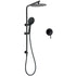 Matt Black Twin 10 Inch Shower Head 3 Modes Handheld 2in1 Wall Rail Arm Round Mixer