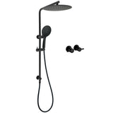 WELS Matt Black Shower Set 12" Large Rain Head Handheld Sliding Rail Arm Round Taps