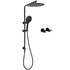 WELS Matt Black Shower Set 12" Large Rain Head Handheld Sliding Rail Arm Round Taps