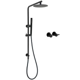 Matt Black Round 8" Rain Shower Head 3 Mode Handheld 2 in 1 Wall Arm Taps Set
