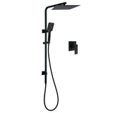 Dual Shower Square Large 12" Rainfall Head 3 Modes Handheld Wall Rail Mixer Matt Black