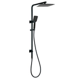 Matt Black Dual Shower Square 10" Rain Head 3 Modes Handheld Silde Rail Arm Set