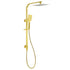 Brushed Gold Square Shower 10" Large Rain Head Handheld Silde Rail Arm 2in1 Set